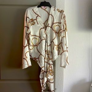 White and gold summer blouse